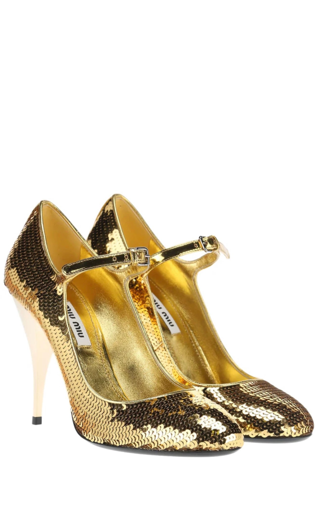 Mui Mui Gold Sequence shoes