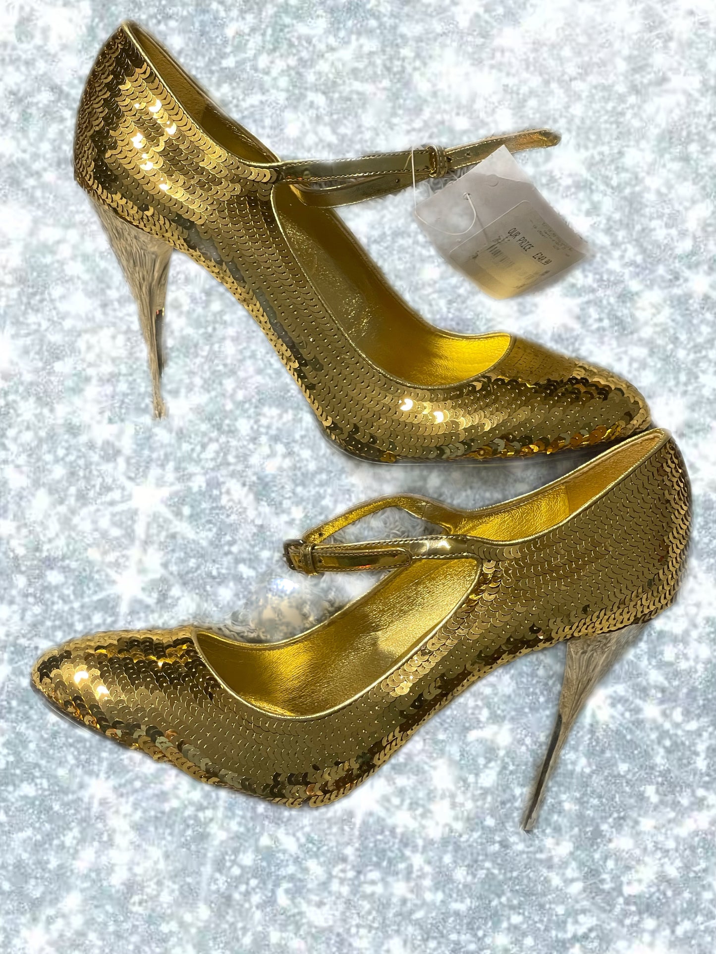 Mui Mui Gold Sequence High Heels